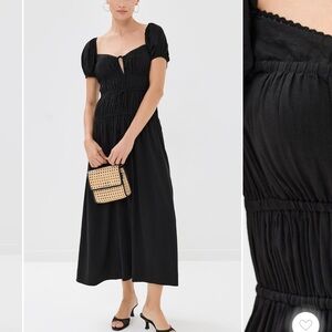 Reformation Black Ruched Smocked Maxi Dress